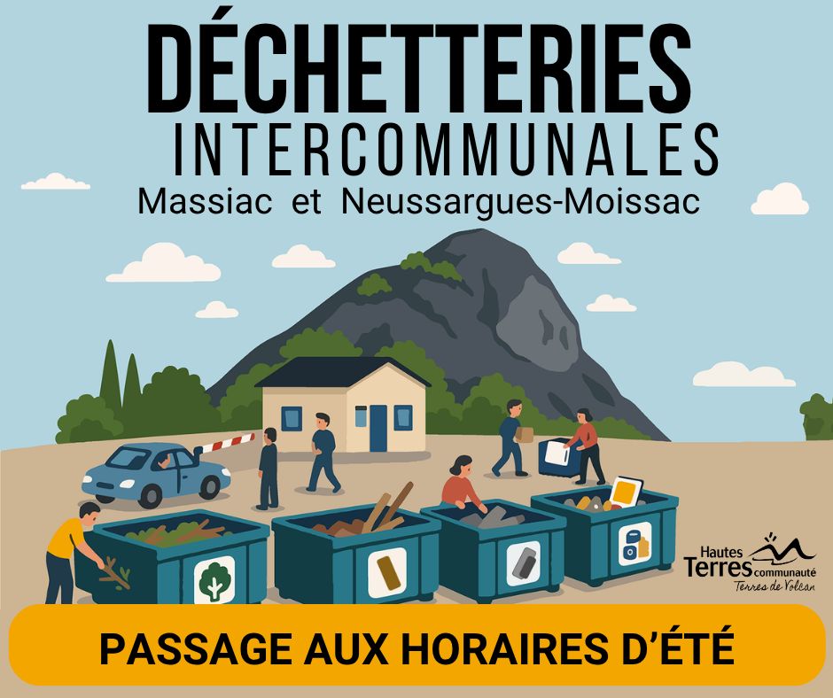 Déchetterie de Neussargues horaires d'été 2026