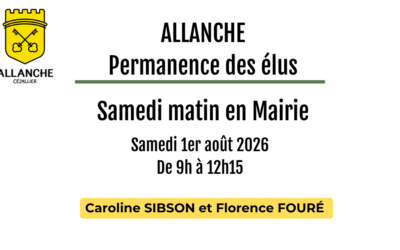 🟦 PERMANENCE DES ELUS – MAIRIE D&rsquo;ALLANCHE