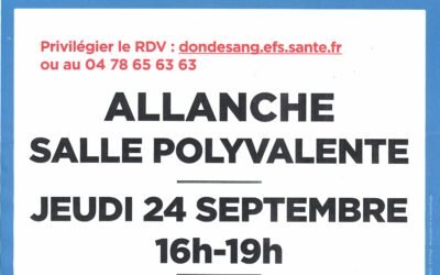 Don du sang – Salle polyvalente à  Allanche