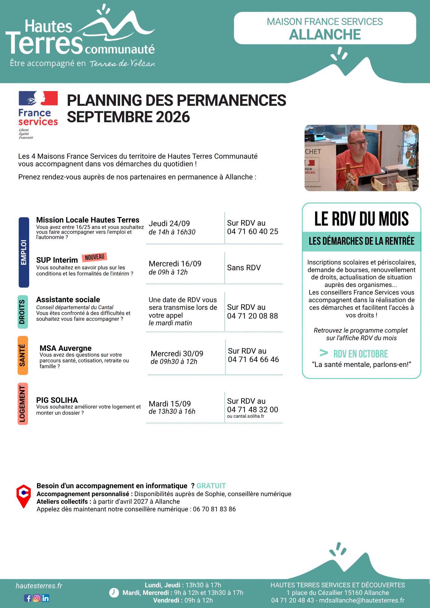 Planning septembre Hautes terres Allanche